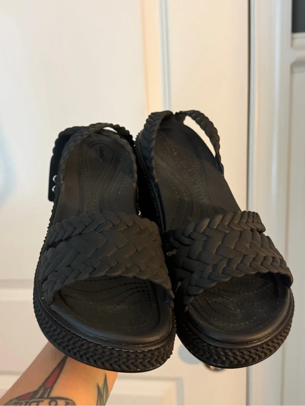 Women’s Black Braided Platform Sandal